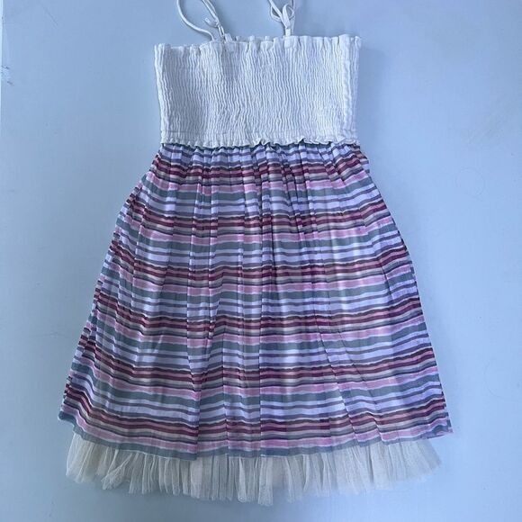 Rachael & Chloe Kids Big Girl's White Multicolored Striped Dress Size 8 - Picture 3 of 4